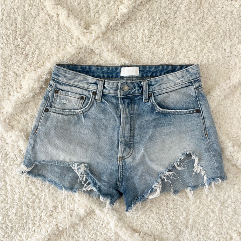 Boyish Light Blue Frayed Jean Shorts